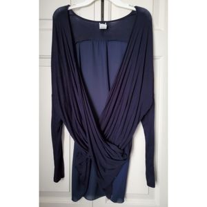Navy Blue Flowy Wrap Long Sleeve